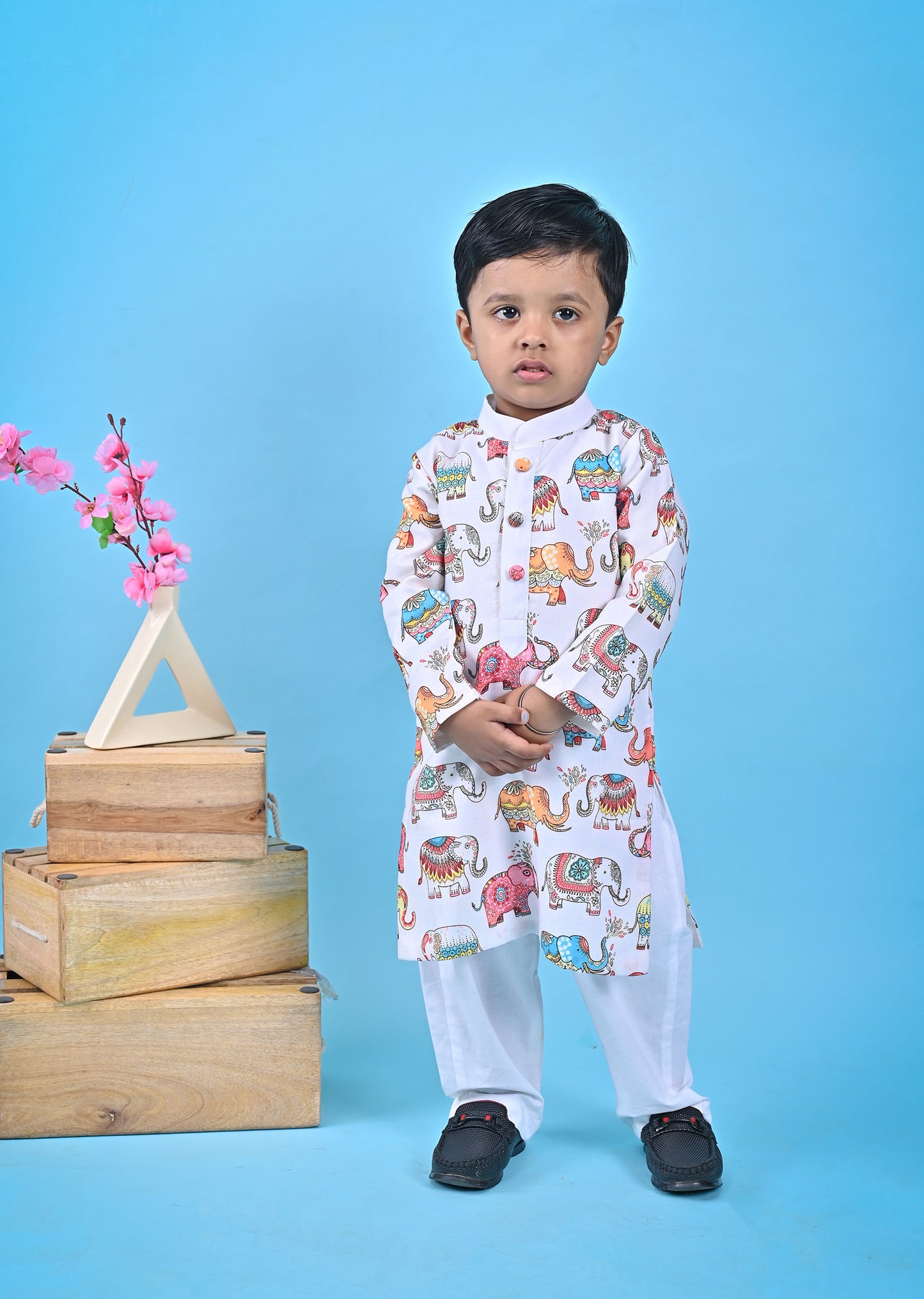 Elephant Print Kurta Chudidar