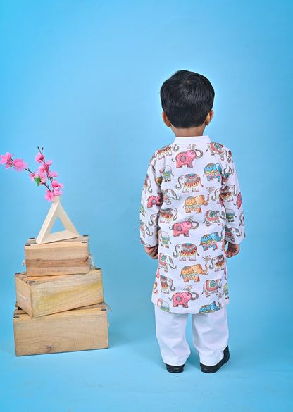 Elephant Print Kurta Chudidar