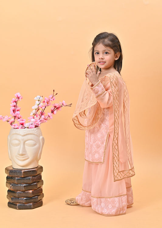 Peach kurti sharara