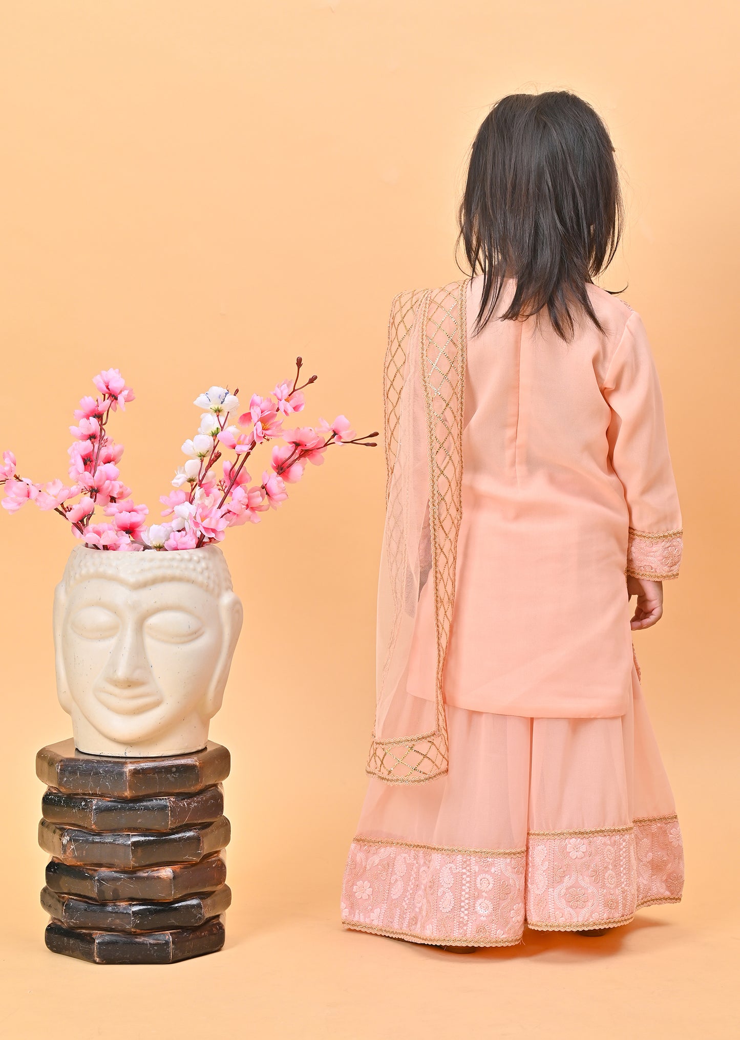 Peach kurti sharara