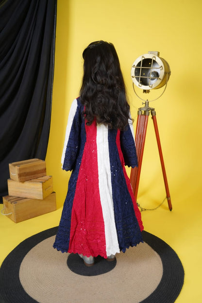 Multicolour Anarkali with attached dupatta