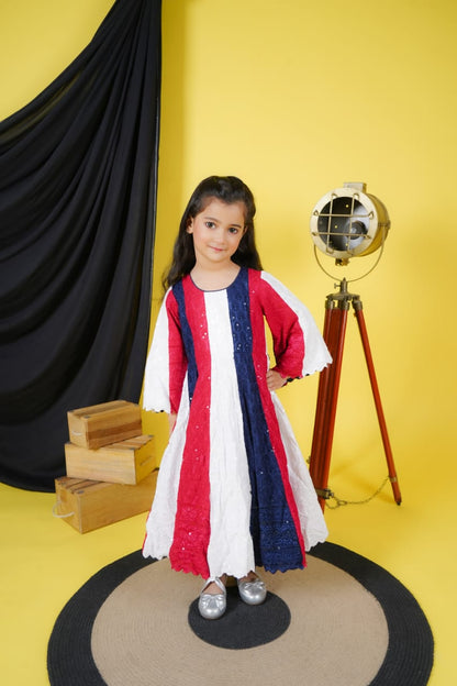 Multicolour Anarkali with attached dupatta