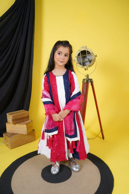 Multicolour Anarkali with attached dupatta