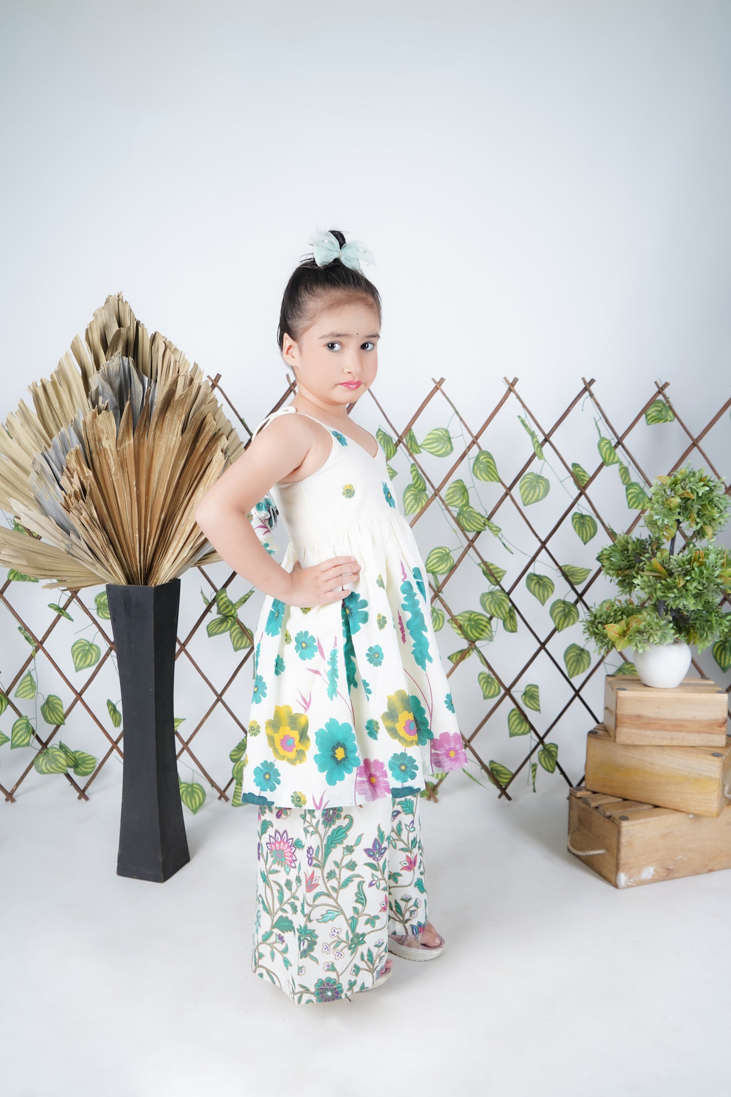 Multicolour Printed Kurti Sharara