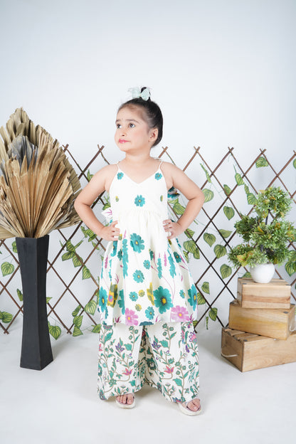 Multicolour Printed Kurti Sharara