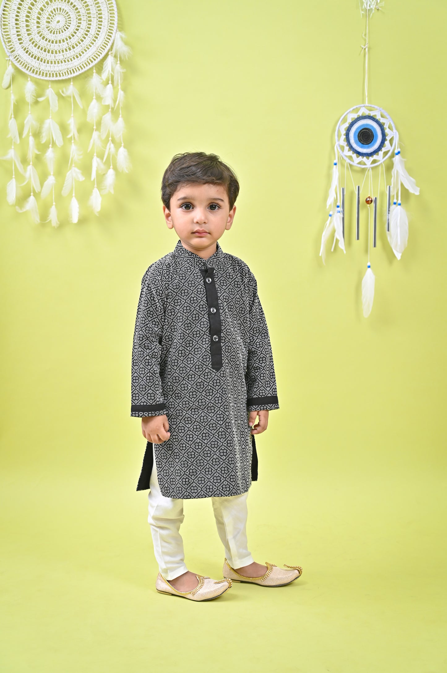 Black Kurta off white chudidar