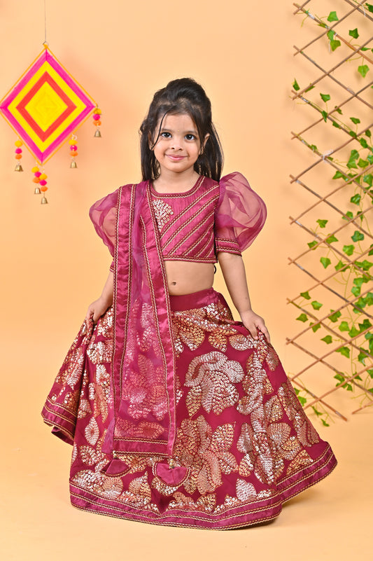 Wine Embroidery Lehenga With Choli