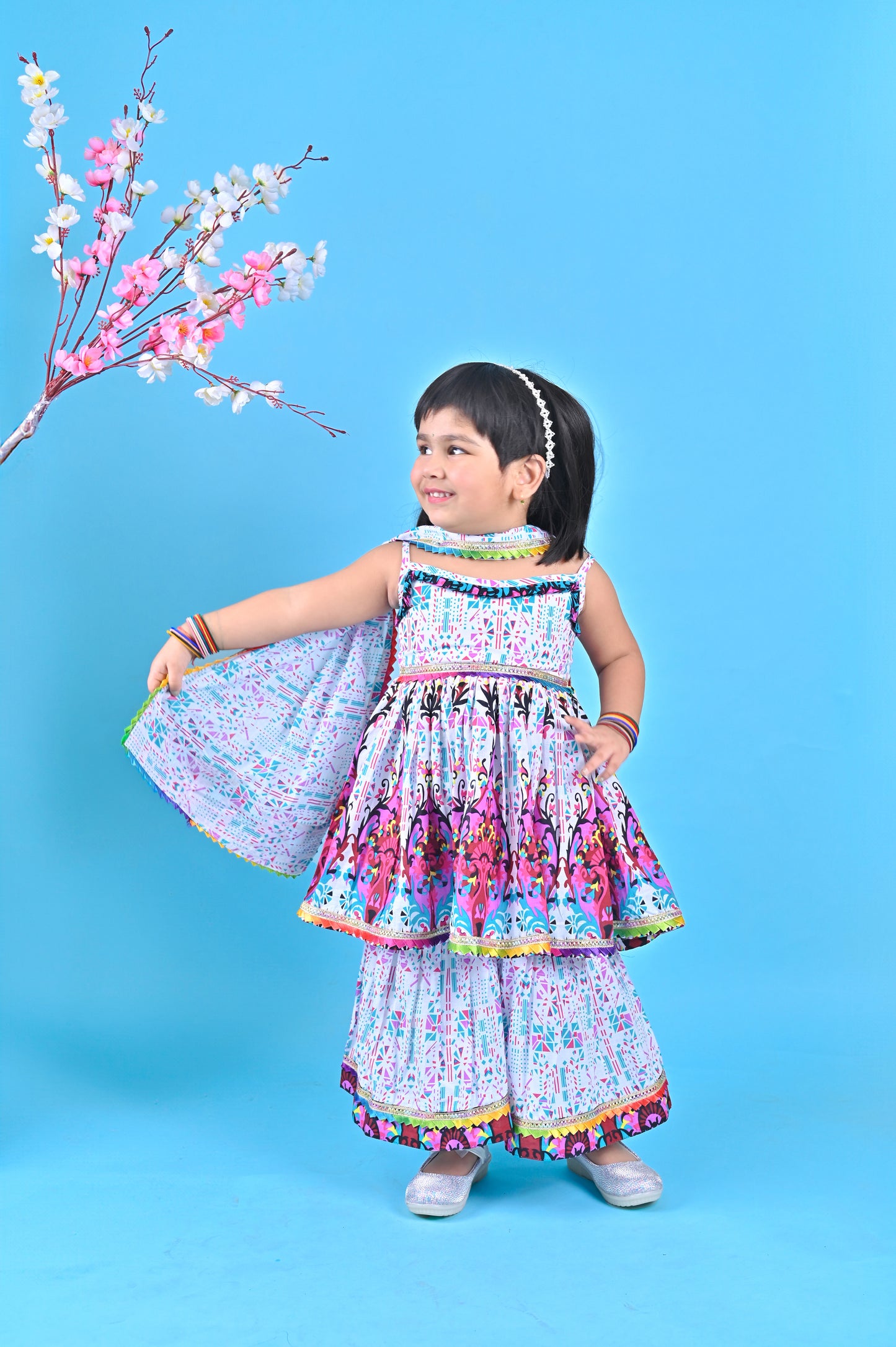 Multicolor kurti sharara