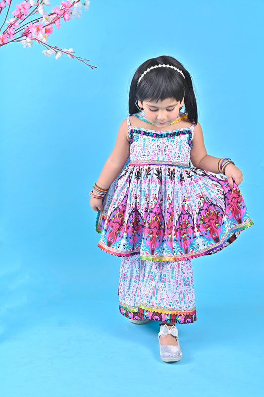 Multicolor kurti sharara