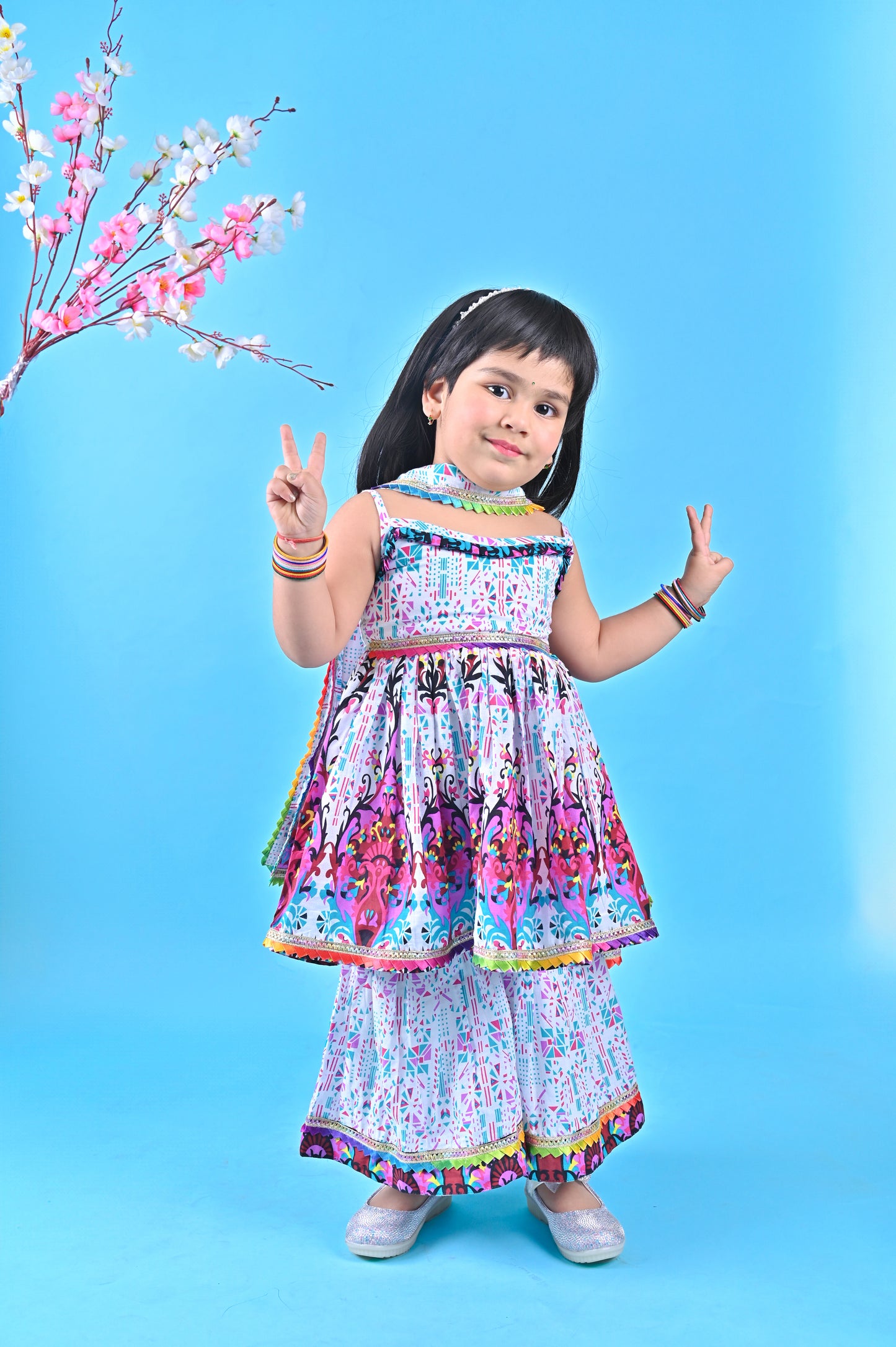 Multicolor kurti sharara