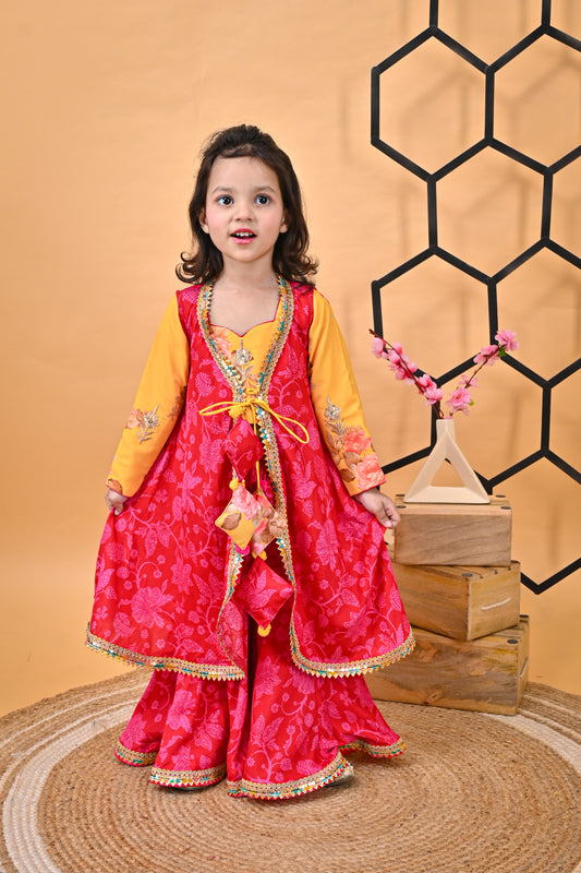 Yellow Kurti Red sarara