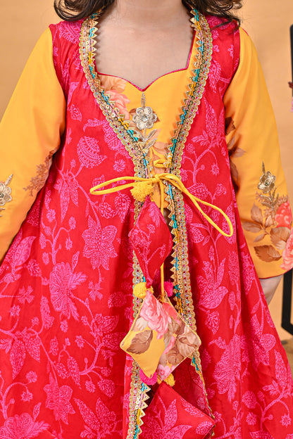 Yellow Kurti Red sarara