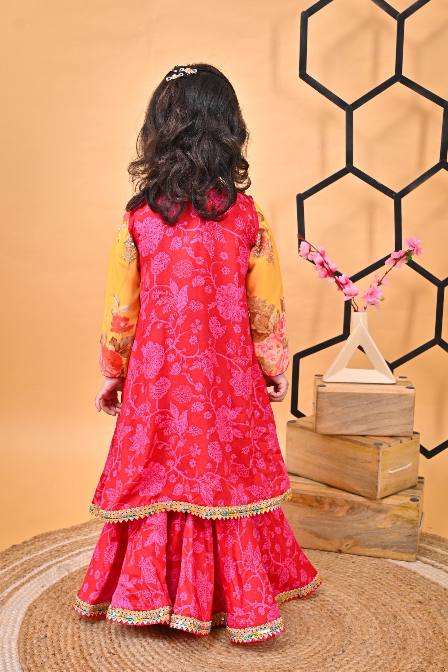 Yellow Kurti Red sarara