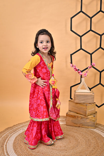 Yellow Kurti Red sarara