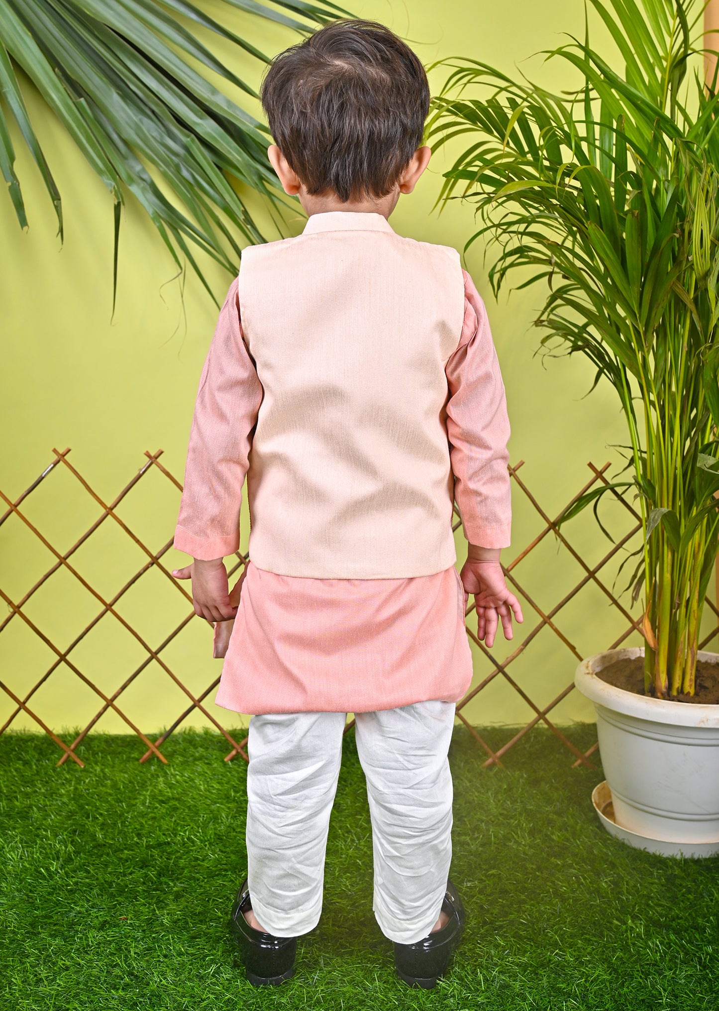 Peach Kurta Jacket Off White  Chudidar