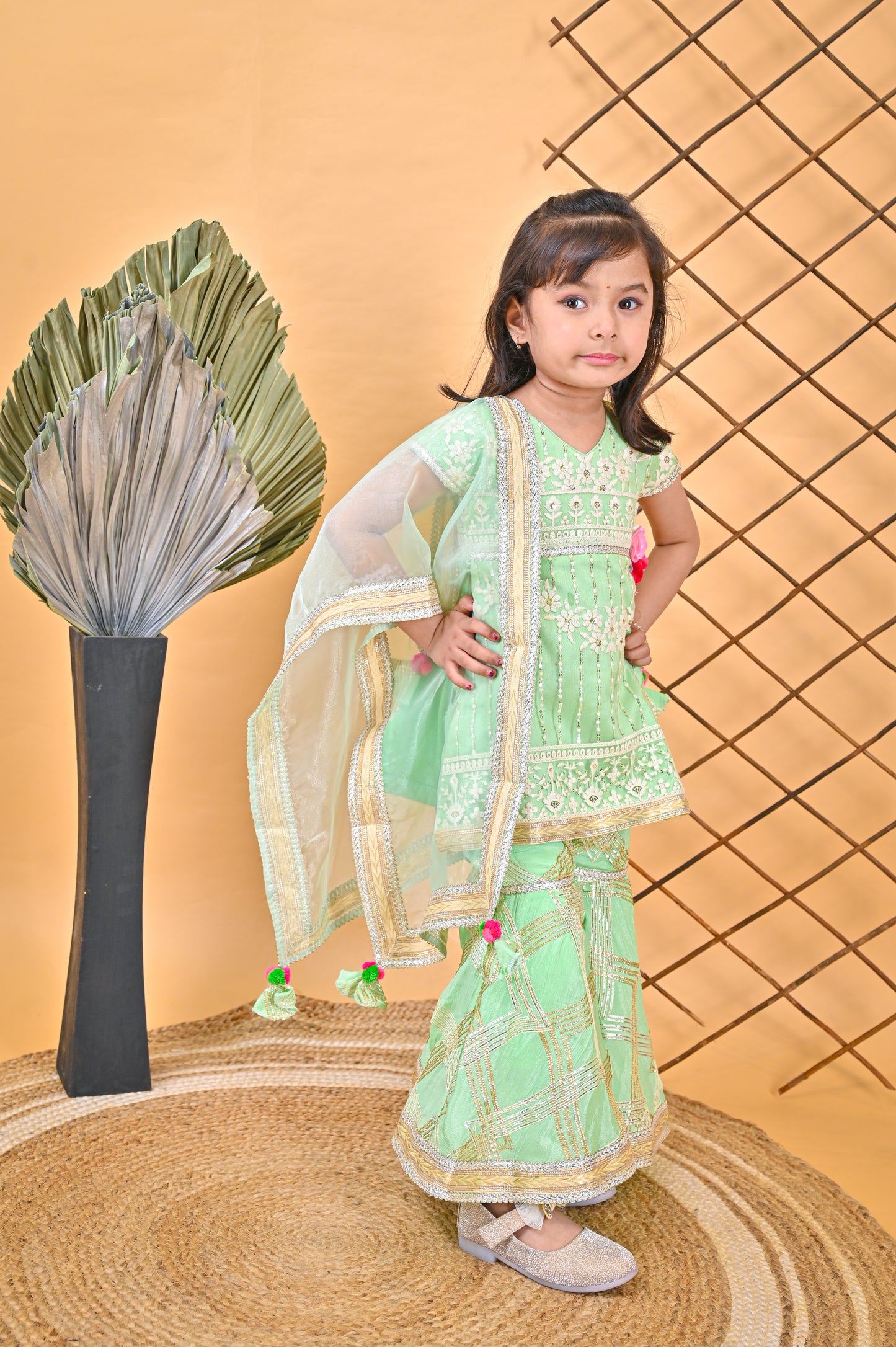 Kurti Sharara Green