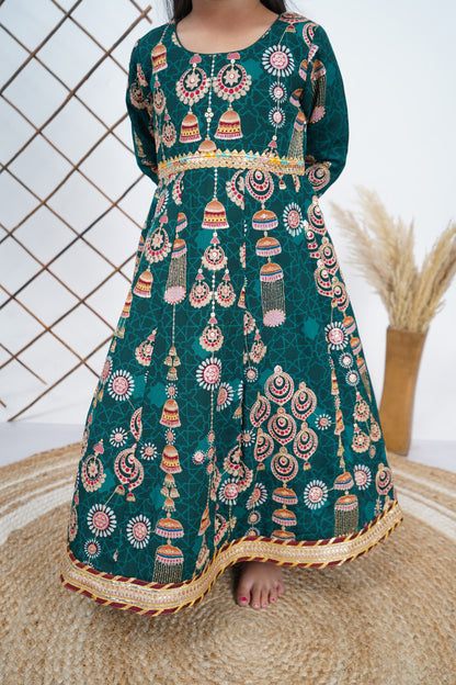 Green Embroidary Anarkali