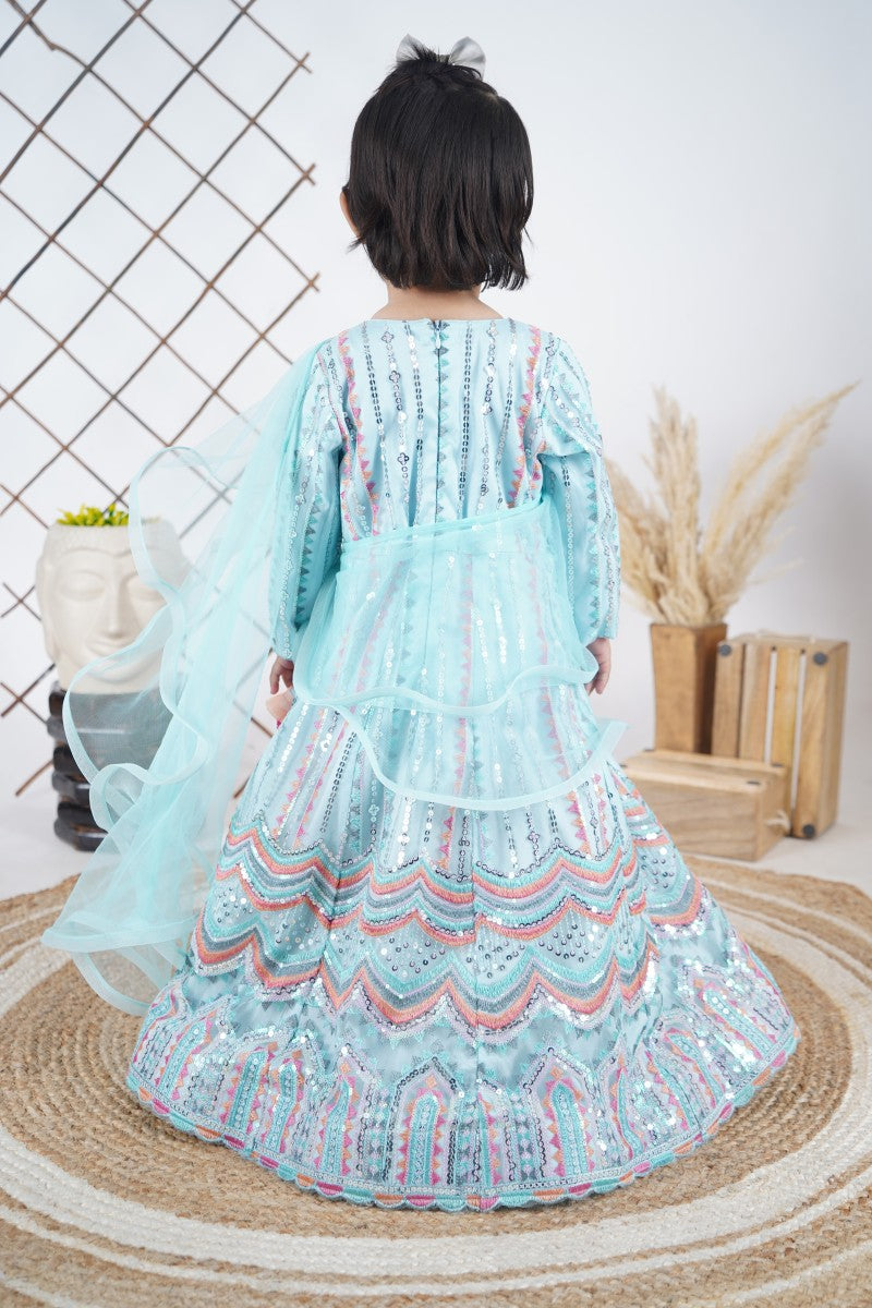 Aqua Multicolour Embroidery Anarkali