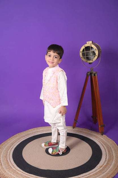 Pink Embroidery Jacket white Kurta Pant
