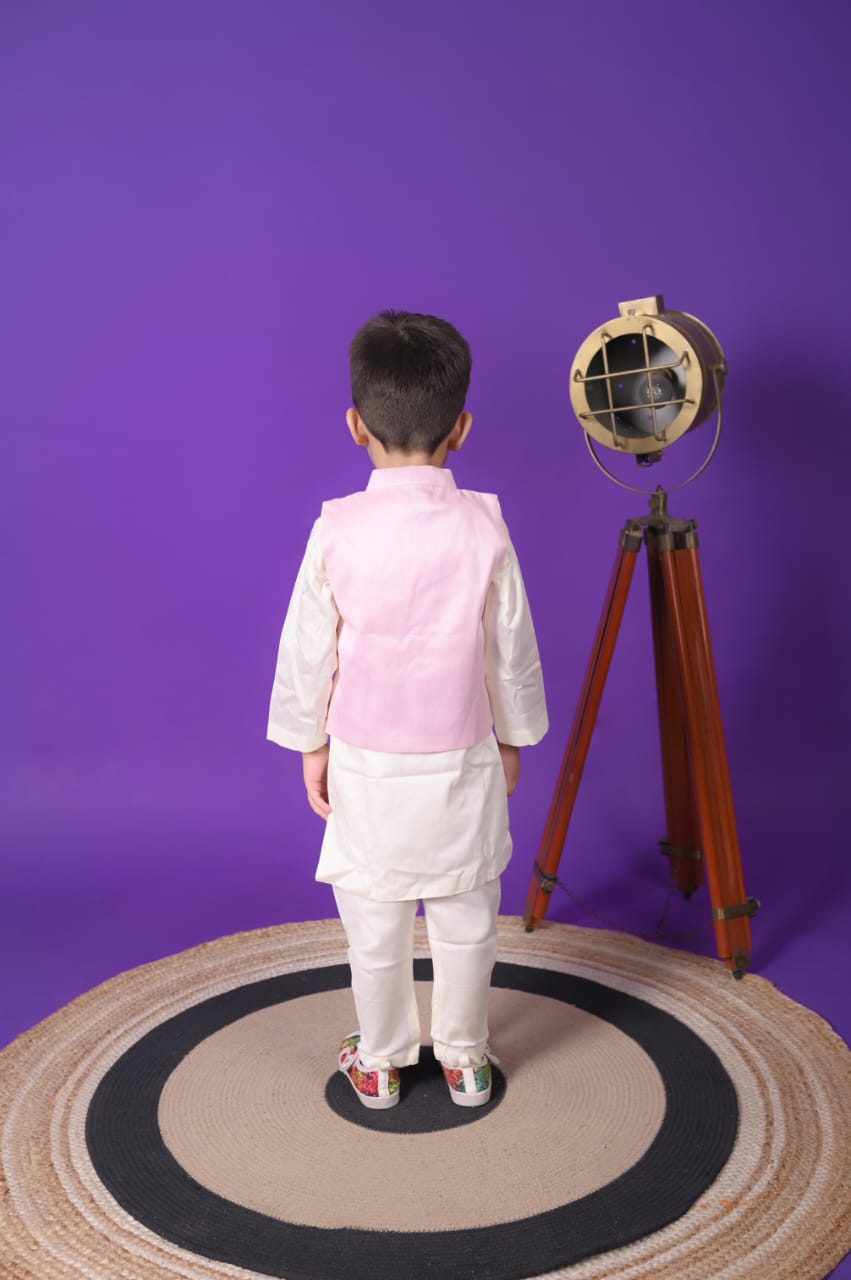 Pink Embroidery Jacket white Kurta Pant