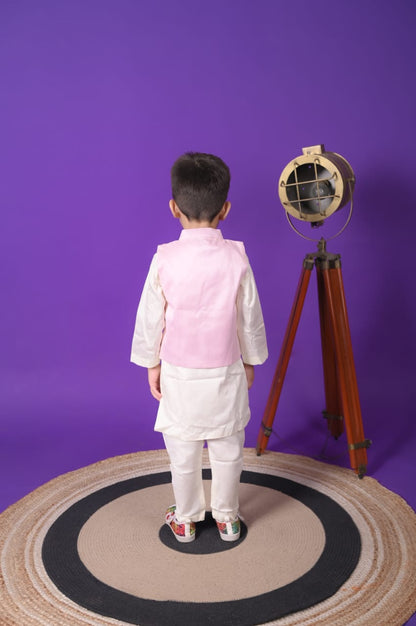 Pink Embroidery Jacket white Kurta Pant