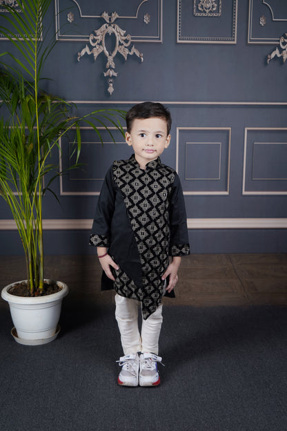 Black embroidery Kurta White Pant