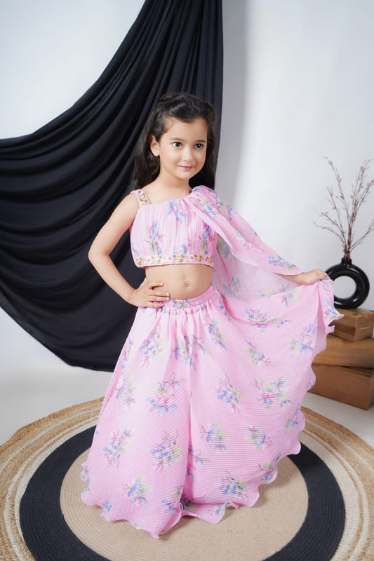 Pink Printed Lengha Choli
