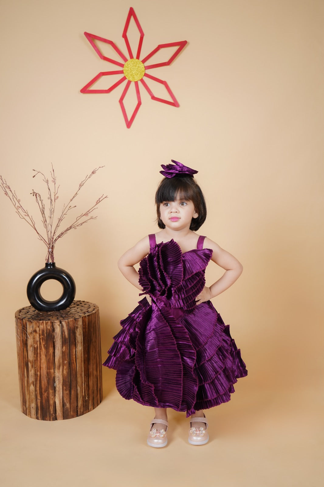 Purple Gown With Beautiful Hair Clip