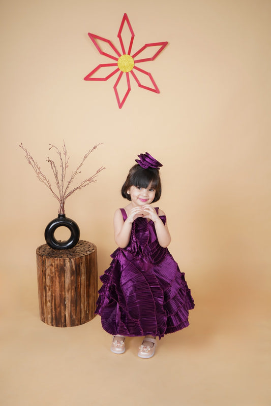 Purple Gown With Beautiful Hair Clip