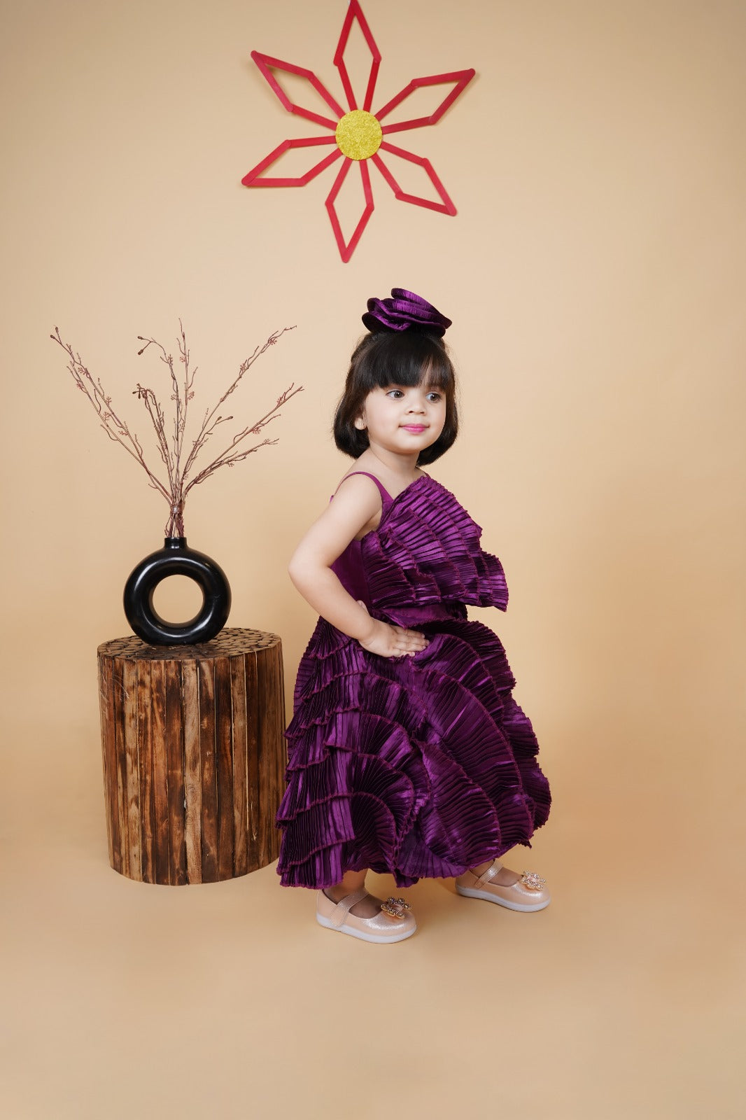 Purple Gown With Beautiful Hair Clip