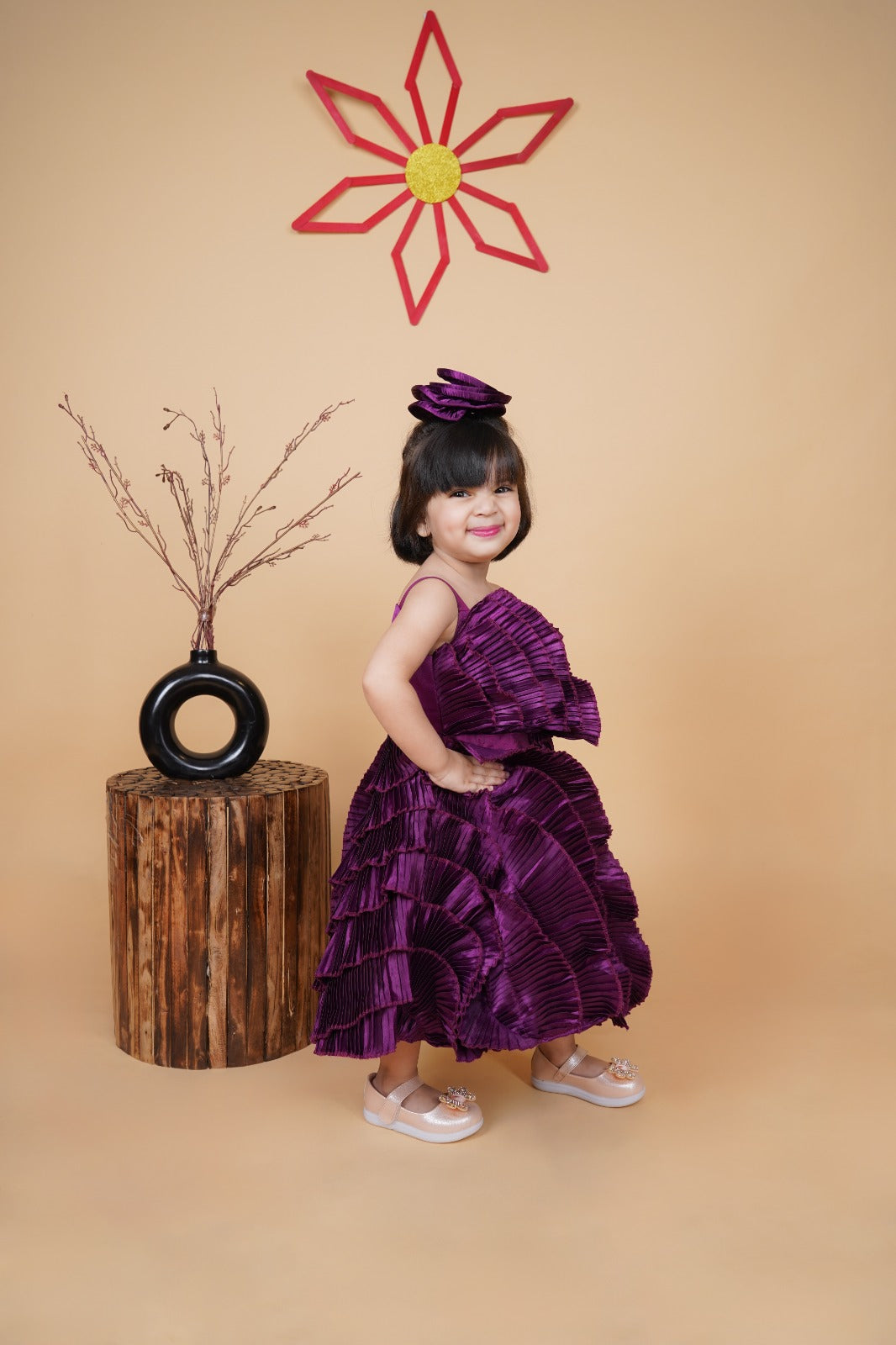 Purple Gown With Beautiful Hair Clip