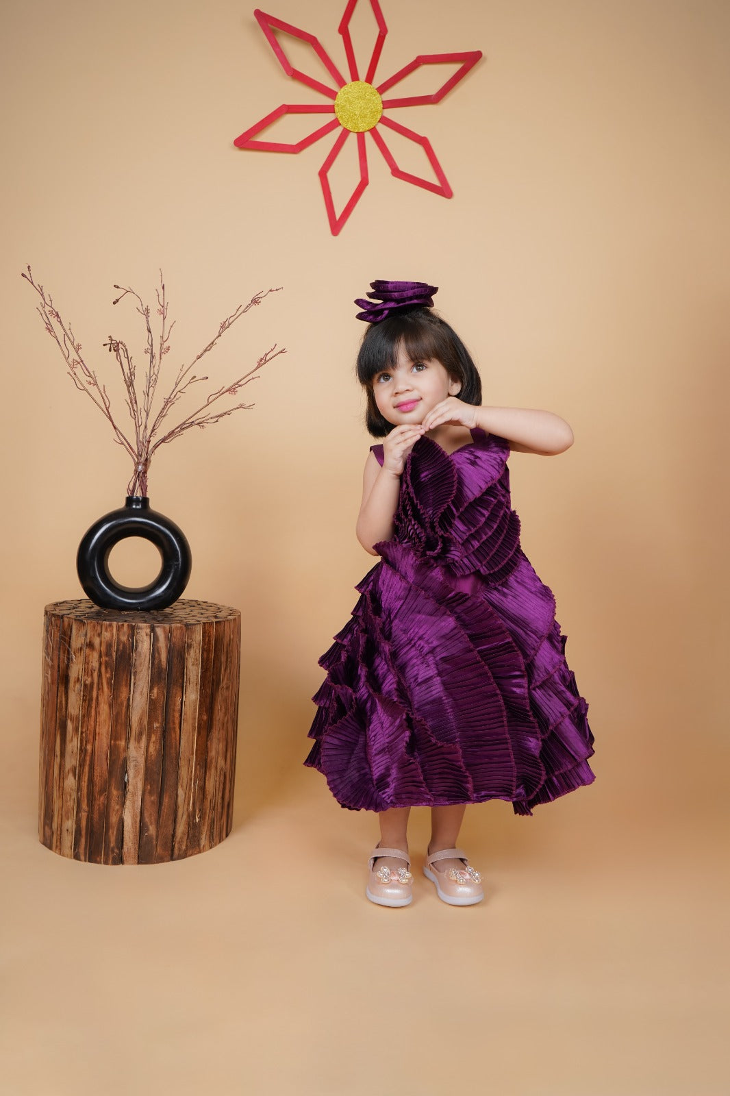 Purple Gown With Beautiful Hair Clip