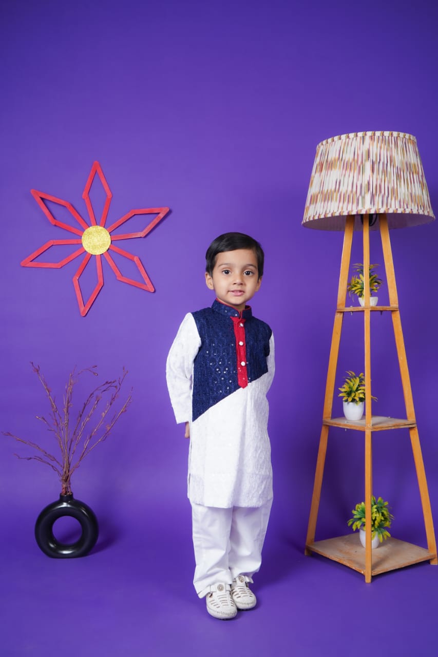 Multicolour Kurta White Pant