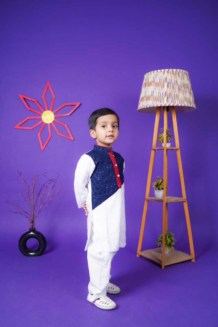 Multicolour Kurta White Pant