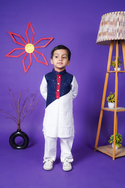 Multicolour Kurta White Pant
