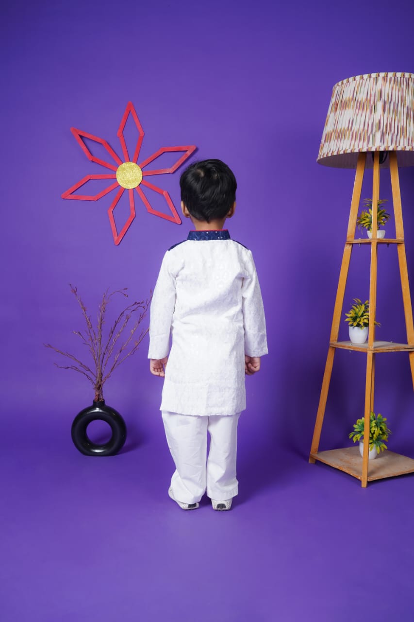 Multicolour Kurta White Pant