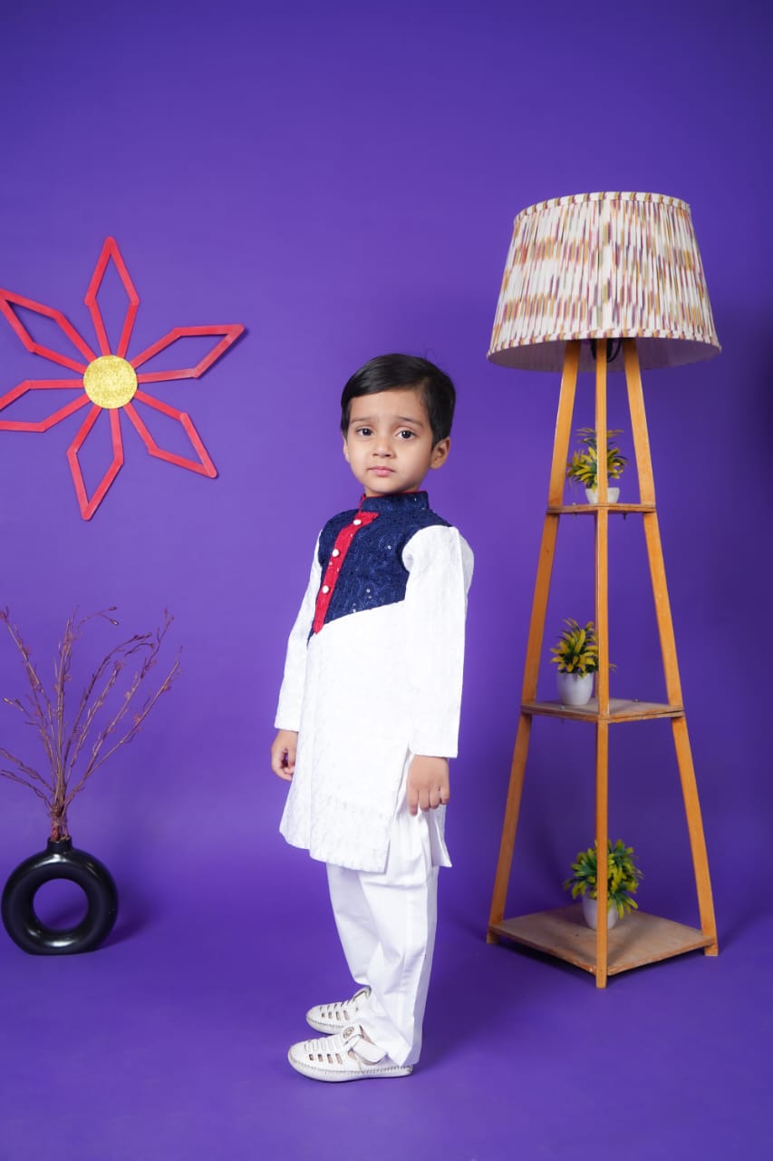 Multicolour Kurta White Pant